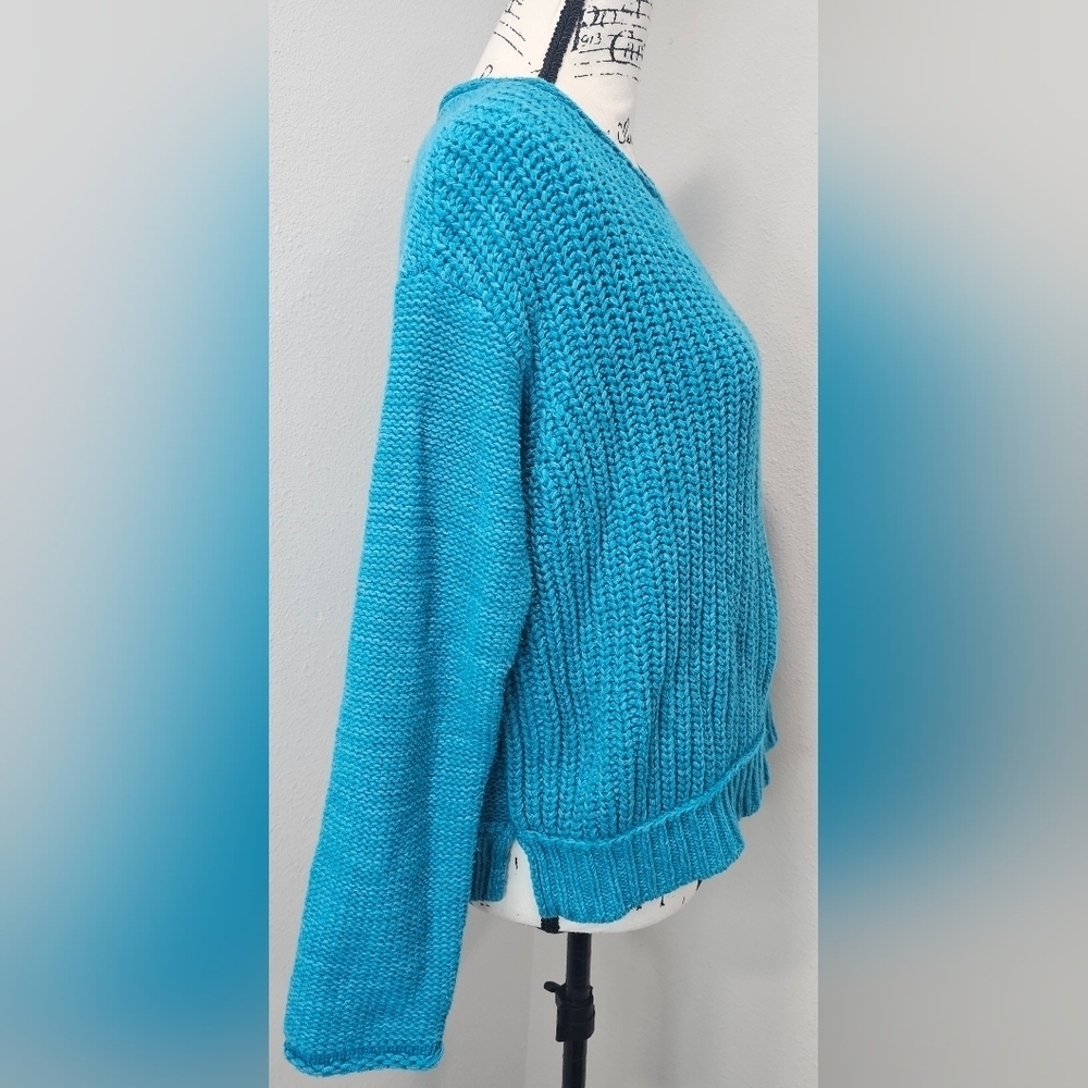 Habitat Women's Cotton Shaker Knit Crew Neck Blue Long Sleeve Sweater Size Small - Picture 9 of 13